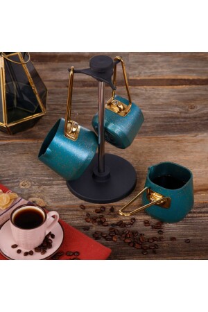 4 Parça Green Kare Cezve Seti (200-400-600 ml Cezve - Stant) - Evren