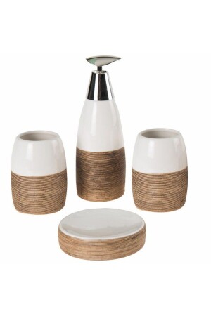 4 Parça Seramik Banyo Sıvı Sabunluk Seti 4 Lü Takım ün429 - Kelebekev