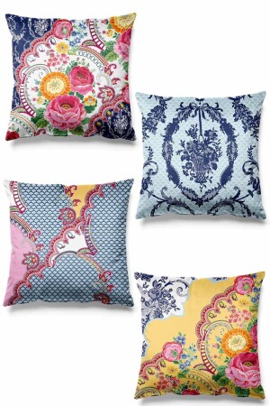 مجموعة من 4 غطاءات ملابس الرمي المعدة مع نمط منشفة مطبوعة مزدوجة الجانب - Pilloveland