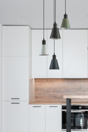 م.ن.ز-بيرا تصميم خاص مطعم مطبخ جديد غرفة المعيشة الأسود - الأنتراتيت - أبيض - أخضر 4 قطع مصباح معلق شمعة PRA44 - Modavize