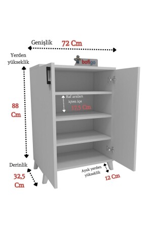 4 Raflı 2 Kapaklı Ayakkabılık Çok Amaçlı Dolap Ayakkabı Dolabı Beyaz - 6