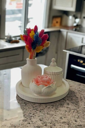 طقم هدية ديكوراتيف من طقم دائرة سكندنافية صندوق عبوة مع غطاء زهرة لوتوس نمط حامل شمعة مجموعة من 4 - Raise Style