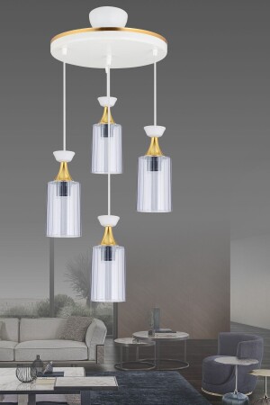 مكنز المعلقة المضيء الصندوق الأبيض 4 قطع المضخة ميكا الزجاج المدخن الحديثة إلى أسفل مع الشريط الأصفر s4557537 - Docklight