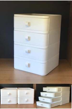 4 Schubladen für Schmuck – Make-up- und Kosmetik-Organizer (weiß) – Büro-Schreibtisch-Organizer - 2