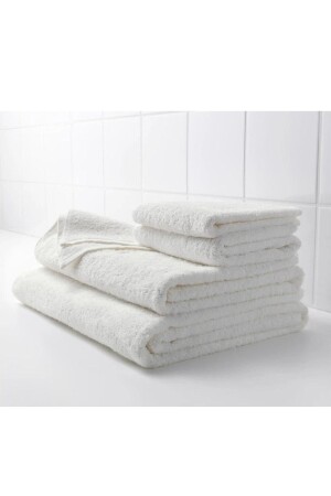 مجموعة من 4 مناشفة حمام بيضاء ومسحوفات يد ووجهه - S&R