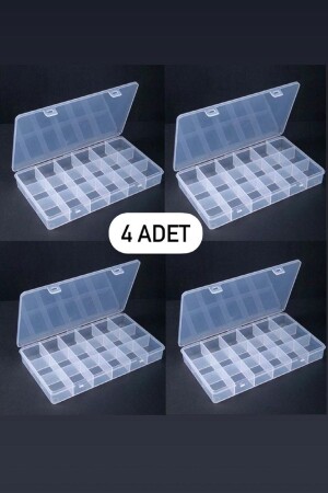 4 Stück 18 Fächer transparente Halskette Ring Schmuck Box Organizer Organizer Box - 2