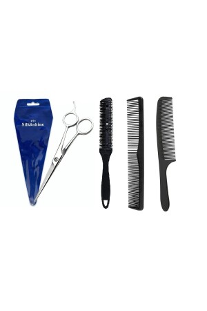 4 Stück 7 Zoll 17. 5 cm Professionelle Friseur Friseur Haar Schnurrbart Schere Set Gerade Schere Rasiermesser Kamm Kämme - 2