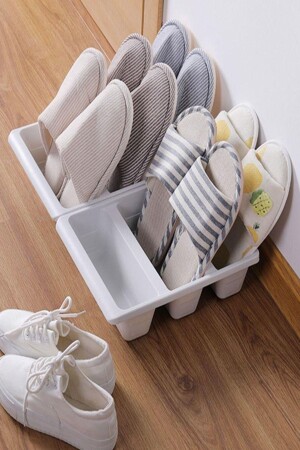 4 Stück römischer Schuh-Slipper-Organizer mit 3 Fächern, vertikale Schuhkarton-Rampe - 6