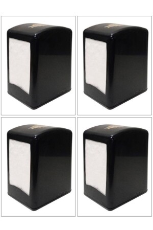4 Stück schwarze Tischserviettenhalter, doppelseitiger Feder-Serviettenspender, Restaurant-Serviettenautomat, 5yabn28052023 - 1