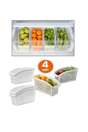 4 Stück weißer Obst- und Gemüse-Organizer im Kühlschrank - 1