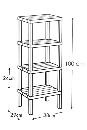 4-stufiges Kunststoffregal in Holzoptik für Badezimmer, Küche, Wohnzimmer, Balkon, Organizer 2115 - 7