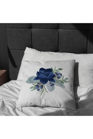 4-teilige, digital bedruckte Kissenbezüge mit Naturmotiv, blau und weiß, mit Blumenmuster - 5