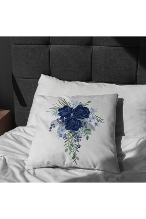 4-teilige, digital bedruckte Kissenbezüge mit Naturmotiv, blau und weiß, mit Blumenmuster - 6