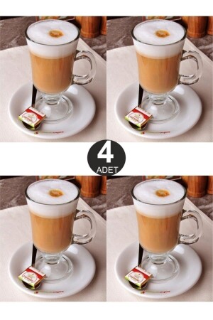 4-teilige Glas-Latte-Cappuccino-Macchiato-Nescafe-Irish-Coffee-Tasse mit Henkel Fma074552 - 2