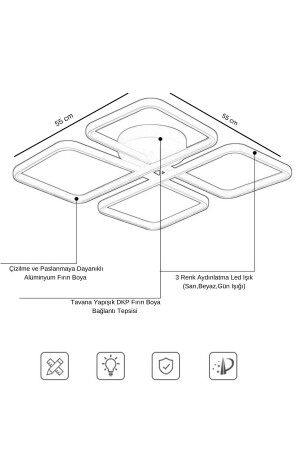 4-teiliger modellgesteuerter LED-Deckenleuchter – 3-farbig beleuchtet – Plafonier – modern – Sport – Wohnzimmer-Kronleuchter - 2