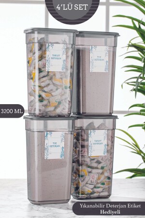 4-teiliger rechteckiger Clov-Aufbewahrungsbehälter in Mega-Größe mit Etikett – Aufbewahrungsbox für Pulver und Tabletten, 3,2 l MCH-907 - 2