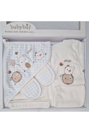 4-teiliges Baby-Bademantel-Set aus 100 % Baumwolle - 4