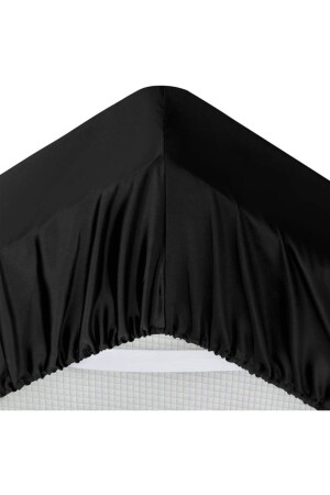 4-teiliges Doppelbett-Bettbezug-Set aus 100 % Seidensatin, 200 x 220 cm, elastisches Laken, schwarze Farbe, Bettbezug-Set 2 - 10