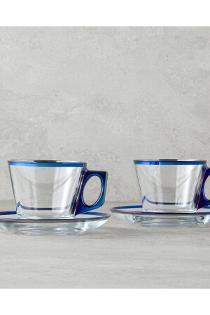 4-teiliges Teetassen-Set aus Glas für 2 Personen, Marineblau - 2