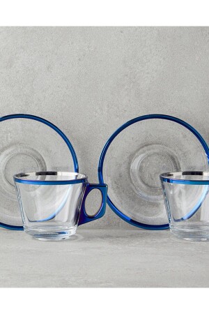 4-teiliges Teetassen-Set aus Glas für 2 Personen, Marineblau - 5