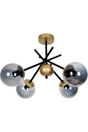 م.ن.ز-تروفا تصميم حديث قديم التفاصيل الأسود اللون الدخان الزجاج غرفة المعيشة - المطبخ - غرفة النوم 4 قطع الشنابل TRV93 - Fer Avize