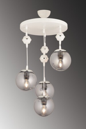 مكنز-معلقة مصباح صالون أبيض 4 قطع مدخنة كوب الزجاج العلوي الكروم إلى أسفل وجهة الفخام الشنابل TYC00406848100 - SONSUZ AYDINLATMA&AVİZE