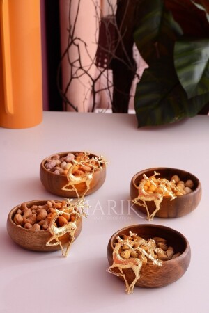 شجرة أوكاسيا 4 قطع ذهب يكان جييك نوت حامل العشاء حامل UCANGEYIKGOLDGEREZLIK - MIARIK DESIGN & DEKORASYON