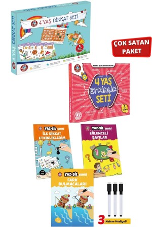 4 Yaş Dikkat-Etkinlik Seti ve Yaz Sil Serisi-3 - Çocuk Akademi
