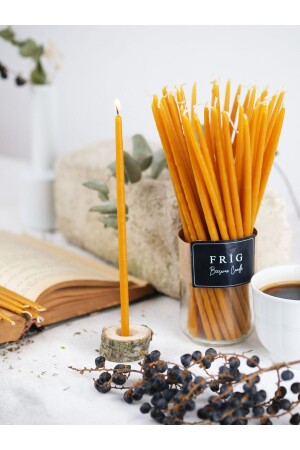 منز-منية الاحتفالية الطقوسية شمعة الشمع النحل 40 قطعة رقيقة رقيقة 20 سم ارتفاع 4-5 مم قطر BLM322 - FRİG LAVANTA TASARIM HEDİYELİK