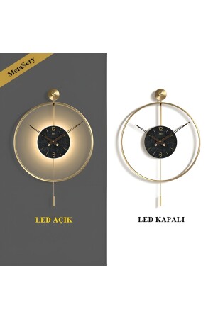 40 Durchmesser – (batteriebetriebenes LED-Batteriegeschenk) – Goldkreis aus schwarzem Glas – kleine Größe – dekorative LED-Wanduhr - 5