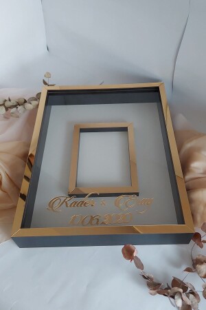 40x50 Cm Siyah-gold Fotoğraf Bölümlü Anı Çerçevesi! Ledli Ve Isimli Gül Tablosu! Gül Kutusu! - 8