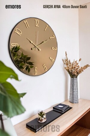 41 Cm Gerçek Ayna Pleksi Rakam Dekoratif Duvar Saati - Emores