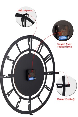 41 Cm Metal Malzeme Akar Saniye Sessiz Mekanizma Dekoratif Duvar Saati METAL - 9