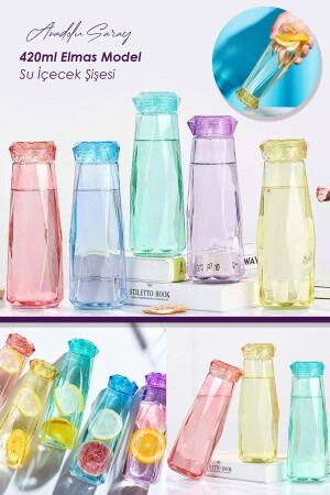 420 ml hitzebeständiges Glas, Diamant-Modell, Wassergetränkeflasche, Wasserflasche, Sportgetränkeflasche - 1