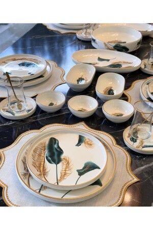 43 Parça Modern Gold Başak Kahvaltı Takımı - Onedekor