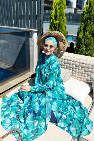 كافتان بيريو على ملابس حمام الحجاب هاواي 430-133 خضراء - Remsa Mayo