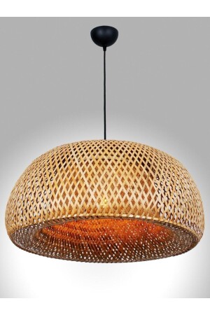 45 Cm Iskandinav, Doğal Ahşap, Bambu, Bohem, Modern, Naturel, Rattan, Hasır, Aydinlatma Sarkıt Avize FRV-16 - 3