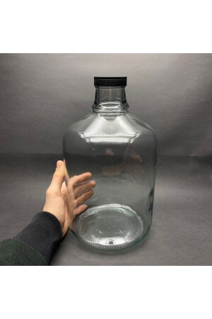 4500 cc Glasballon – 4,5-Liter-Glasflasche – mit schwarzem Verschluss – leerer Glasballon, kompatibel mit Spender 47blackdemijohn - 7