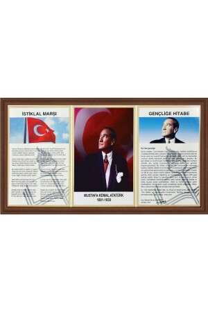 45x90 Cm Atatürk Köşesi Mdf Çerçeveli Milli Levha Tablo - Panda