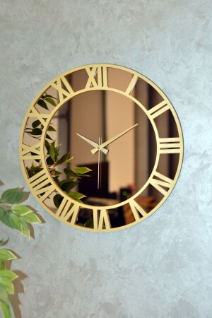 MNZ-46 سم مرآة حقيقية رقم خشبي زخرف ساعة الجدار مع مرآة - EMORES