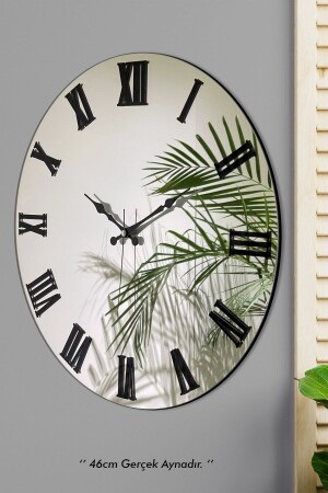 MNZ-46 سم مرآة حقيقية من الزجاج البليكسية رقم زينة ساعة الجدار مع المرآة - EMORES