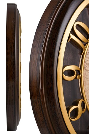 46 cm große dekorative Wanduhr in Holzoptik mit 3D-Prägung, fließende Sekunden, geräuschloser Mechanismus - 7