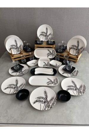 مـنـز-سيت الإفطار مات باشاك أسود 47 قطعة لـ 12 شخصا dmtaks2023000470047 - Keramika