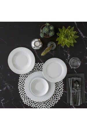 مجموعة عشاء من 48 قطعة من طراز MNZ-Alfa لـ 12 شخصًا - Güral Porselen