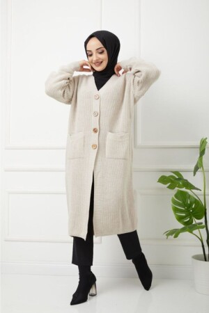 منز-النساء الزر جيب كريم الخياطة المفتوحة القلب 49 - Pamuk Butik