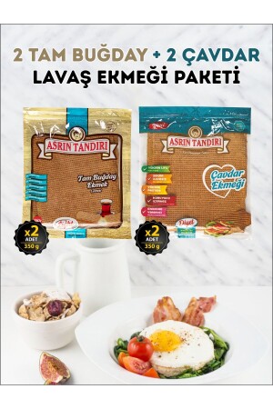 4er-Packung (2 Stück Vollkorn mit Sauerteig + 2 Packungen Roggen-Lavash-Brot mit Sauerteig) - 2