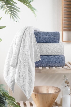 MNZ-4- Piece حمام منشفة مجموعة حمام تركية مجموعة 100% القطن - Mürdüm Home