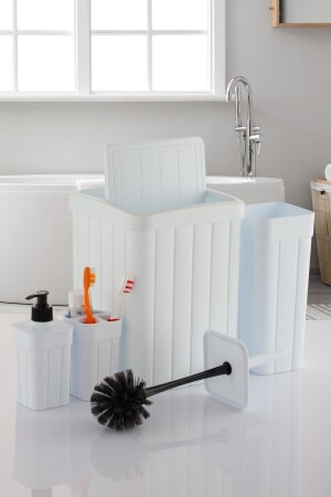 MNZ-4- Piece حمام مجموعة القمامة غرف التنظيف فرشاة الحمام صابون طبق فرشاة الأسنان حامل 4 قطع Okach-YeniSet001 - okacih