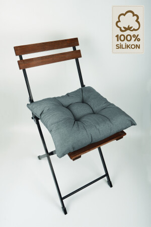 4'lü Dekoratif Pofidik Sandalye Minderi Bağcıklı Gri 40x40 - 2
