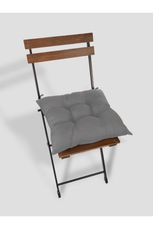 4'lü Dekoratif Pofidik Sandalye Minderi Bağcıklı Gri 40x40 - 5